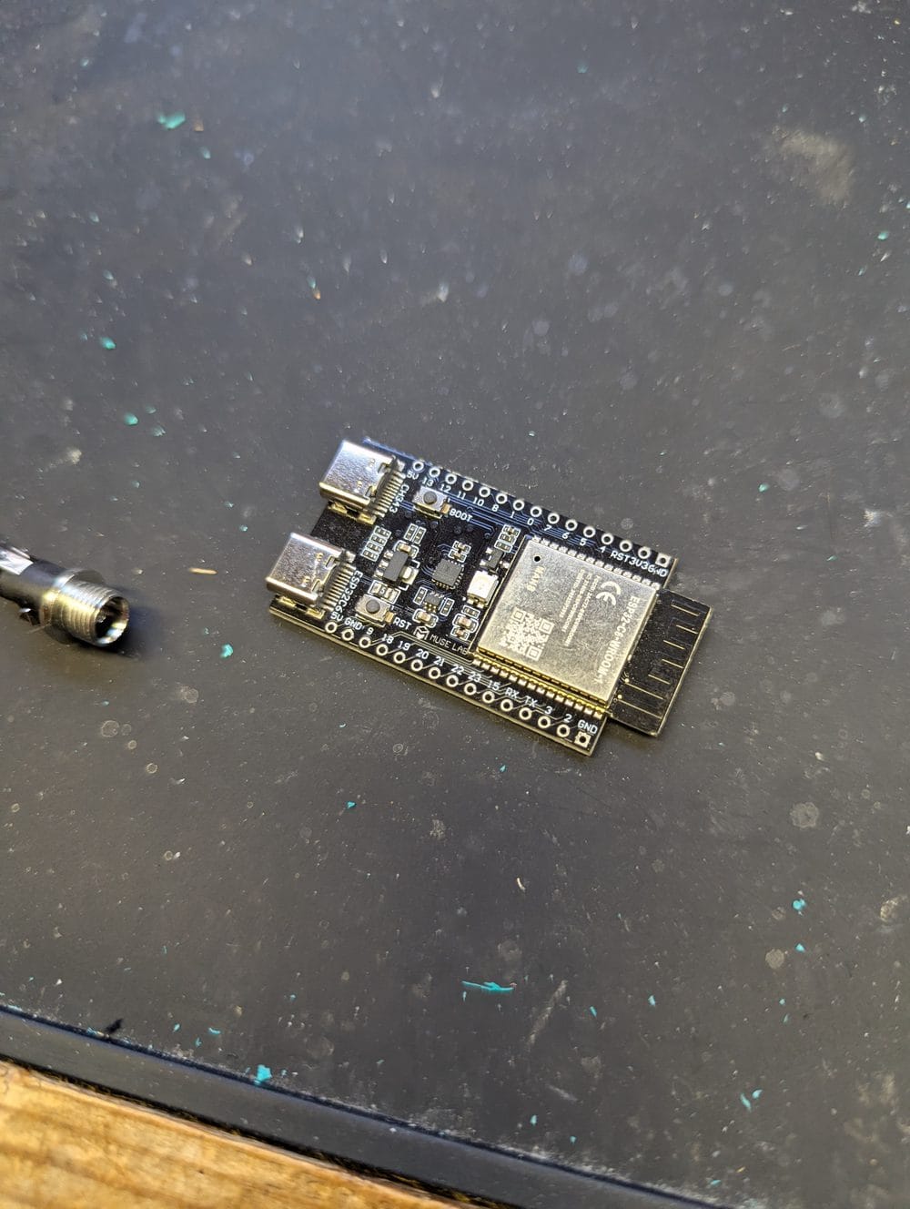 ESP32-C6 development board on workbench