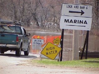 Roads washed out by floodwater, the kind of emergency where cell infrastructure fails and off-grid mesh radio fills the gap