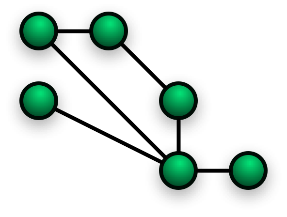A diagram of a mesh network topology, showing multiple nodes interconnected by redundant links rather than routing through one central hub.